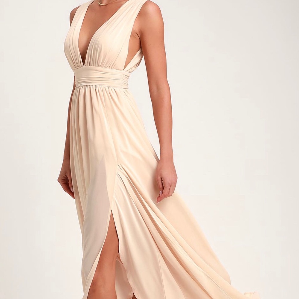 Lulu’s Heavenly Hues Cream Maxi Dress✨
